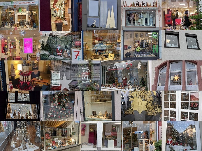 Collage mit allen Adventsfenstern.