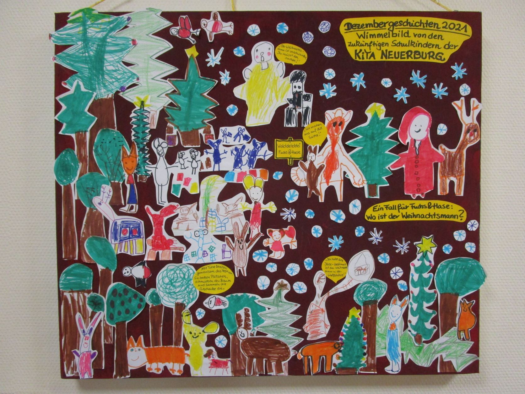 Die Kinder überreichten der Stadtbücherei ein selbstgestaltetes "Wimmelbild" der Detektivgeschichte 