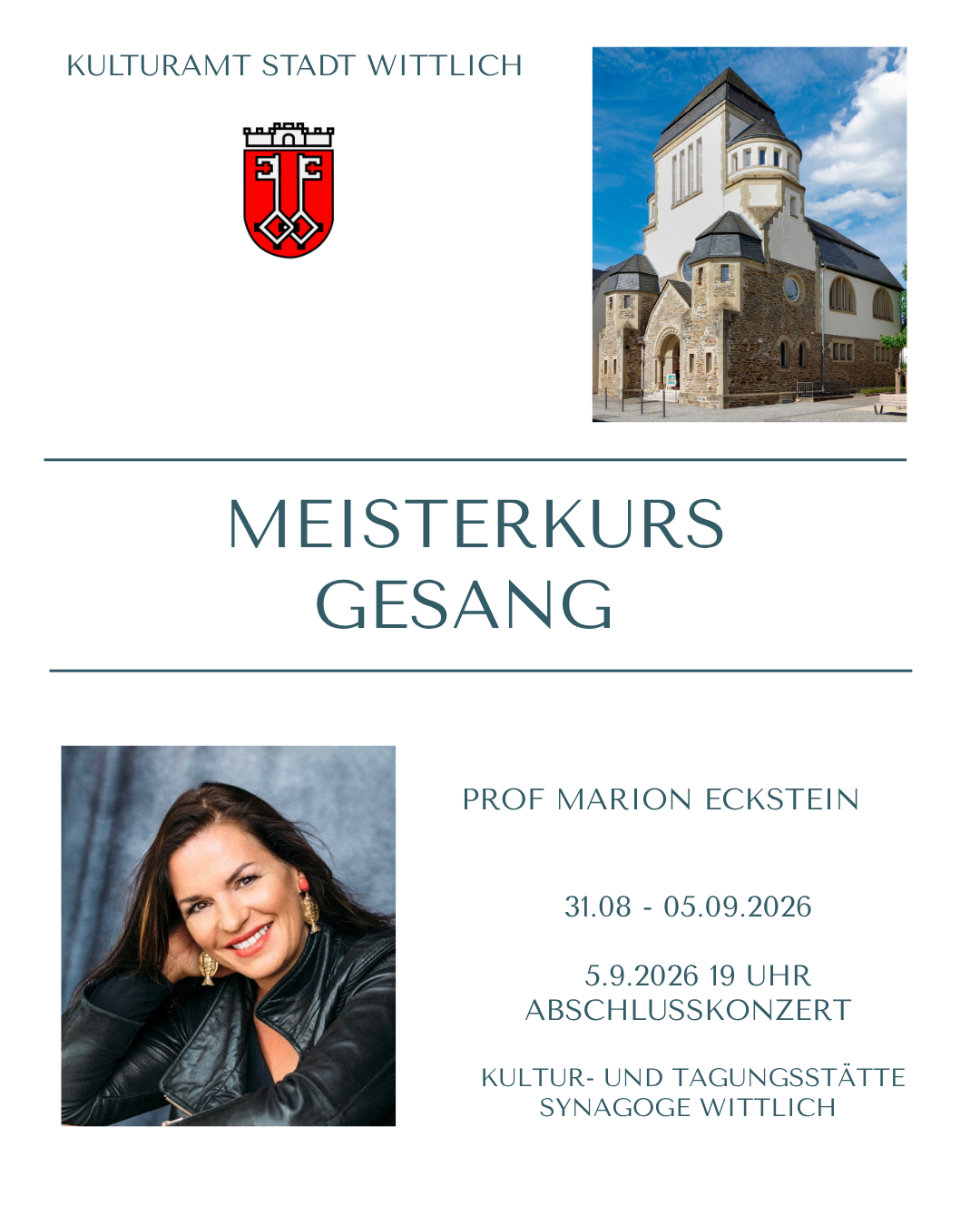 Plakat Meistermann Das Bild zeigt die Daten des Meisterkursgesangs. 31.08.-05.09.2026