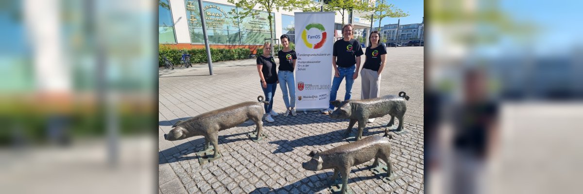 Das Bild zeigt den Koordinator FamOS und die drei Standort-Leitungen