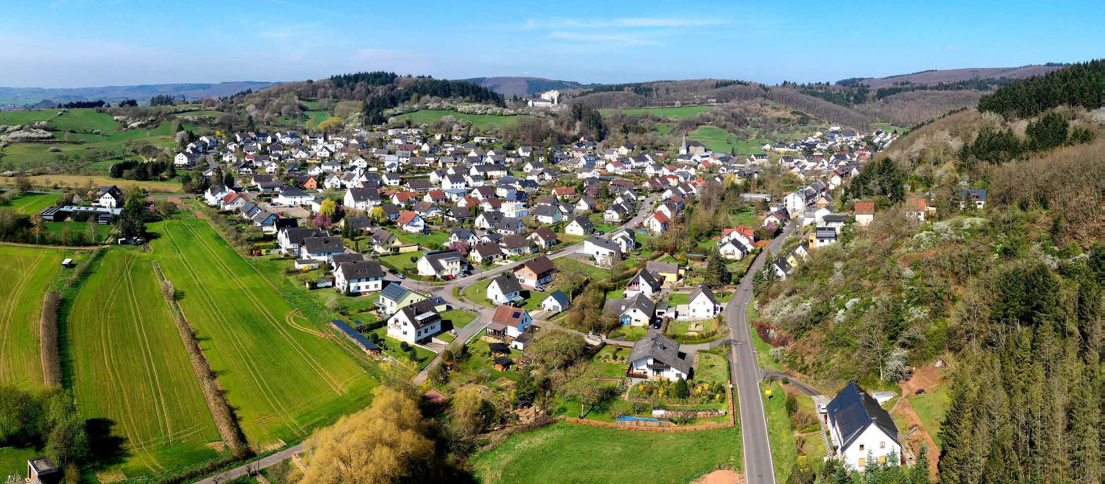 Das Bild zeigt ein Luftbild von Lüxem